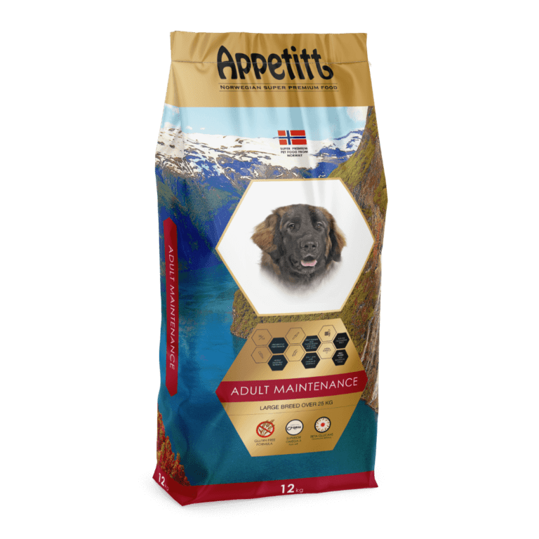 Appetitt Dog Adult Maintenance Large Breed 12 kg. Emballasjefoto.
